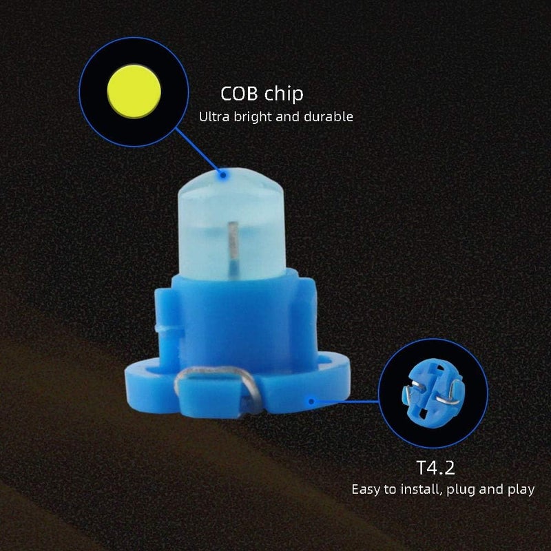 Grandview 10pcs T4.2 COB 1 SMD LED Dashboard Light Bulbs - Blue - Image 4