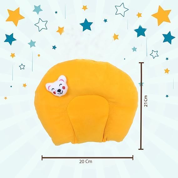 S-SQUARE وسادة S-SQUARE للبذور للمواليد الجدد مثالية لتشكيل الرأس المستدير وسادة بذور بغطاء قطن فوم على شكل U لتشكيل رأس الطفل من 0 إلى 18 شهرًا (أصفر) - Image 4