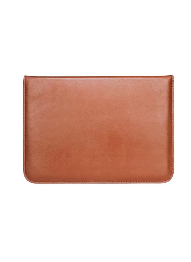 Generic - Leather Pouch 13.3 inch Laptop Slim Pouch Compatible For MacBook Pro 13 inch PU Leather Envelope Case Pouch Brown Color - Image 1