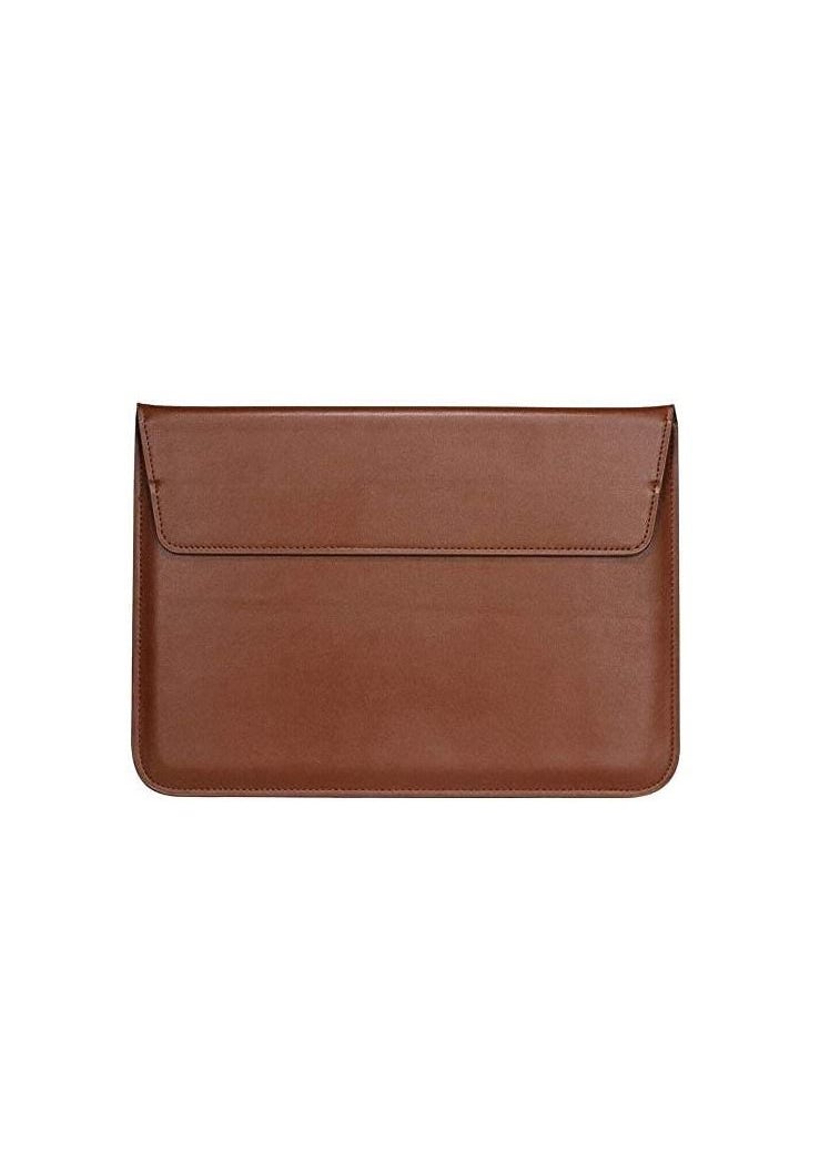 Generic - Leather Pouch 13.3 inch Laptop Slim Pouch Compatible For MacBook Pro 13 inch PU Leather Envelope Case Pouch Brown Color - Image 1