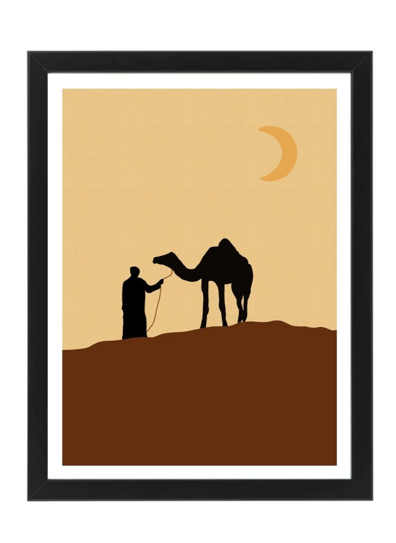 Boomah Accessories - Dubai Dessert Travel Camel Boho Style Poster with Frame 30x40cm - Image 1