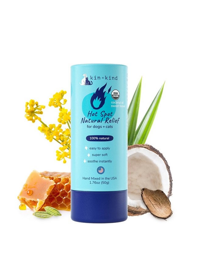 kin+kind Hot Spot Treatment for Dogs & Cats- Itch Relief, Skin Soother and Healing Balm - Coconut Oil, Beeswax, Sweet Fennel Oil - All Natural - Made in USA - Image 1