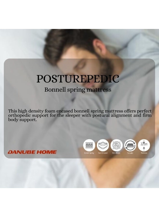 DANUBE HOME مرتبة بوستشر ميديكالبدك بونيل سبرينغ | شعور متوسط الصلابة | مرتبة سرير مفرد | توازن العمود الفقري لتخفيف الضغط | العرض 90 سم × الطول 200 سم | السمك 22 سم - Image 5