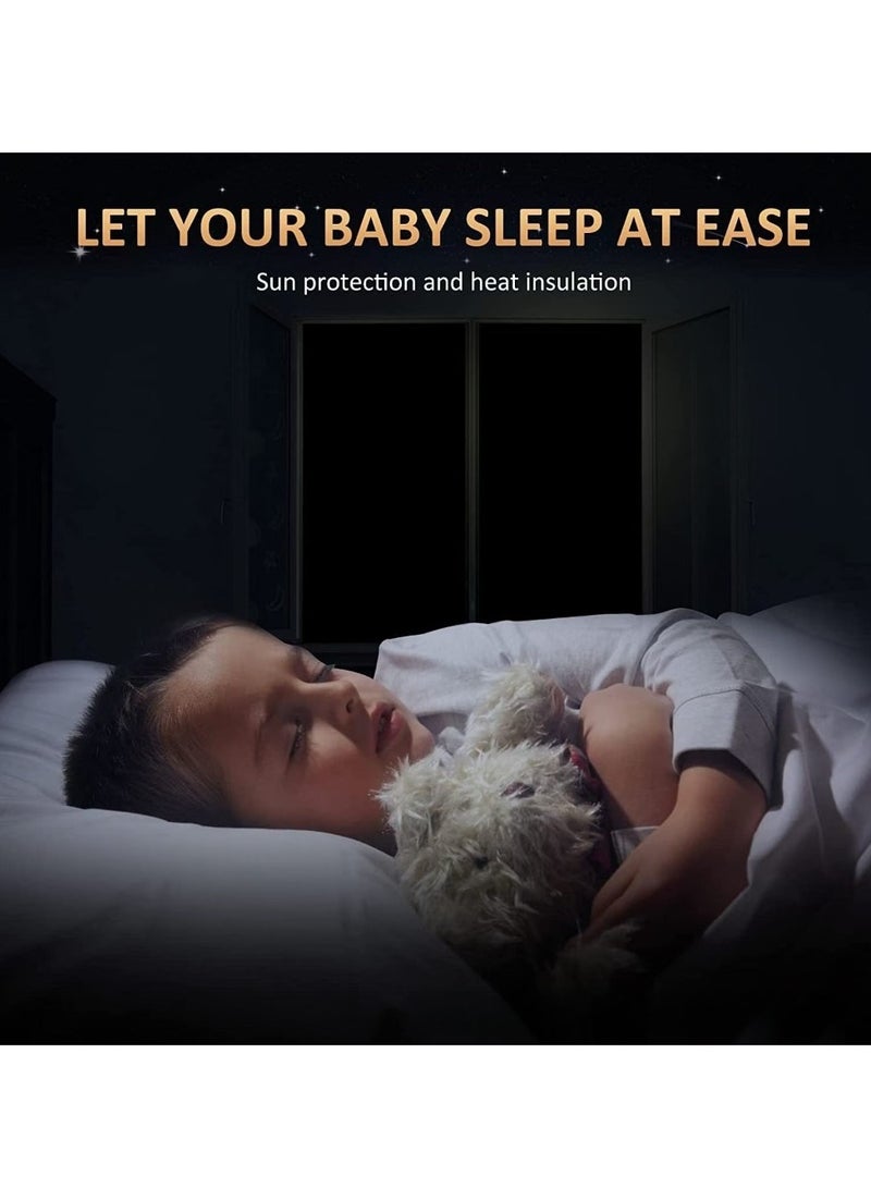 الستارة المعتمة من قماش أكسفورد 420D مقاس 200x145 سم - حجب ضوئي بنسبة 100%، قابلة للقص، ذاتية اللصق، لا تحتاج إلى تثبيت، مناسبة لغرف الأطفال/الغرف/العربات المنزلية/السفر - Image 3