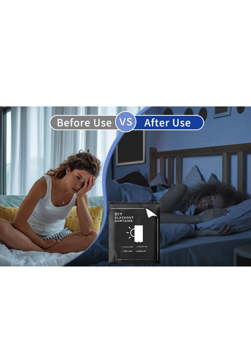 الستارة المعتمة من قماش أكسفورد 420D مقاس 200x145 سم - حجب ضوئي بنسبة 100%، قابلة للقص، ذاتية اللصق، لا تحتاج إلى تثبيت، مناسبة لغرف الأطفال/الغرف/العربات المنزلية/السفر - Image 4