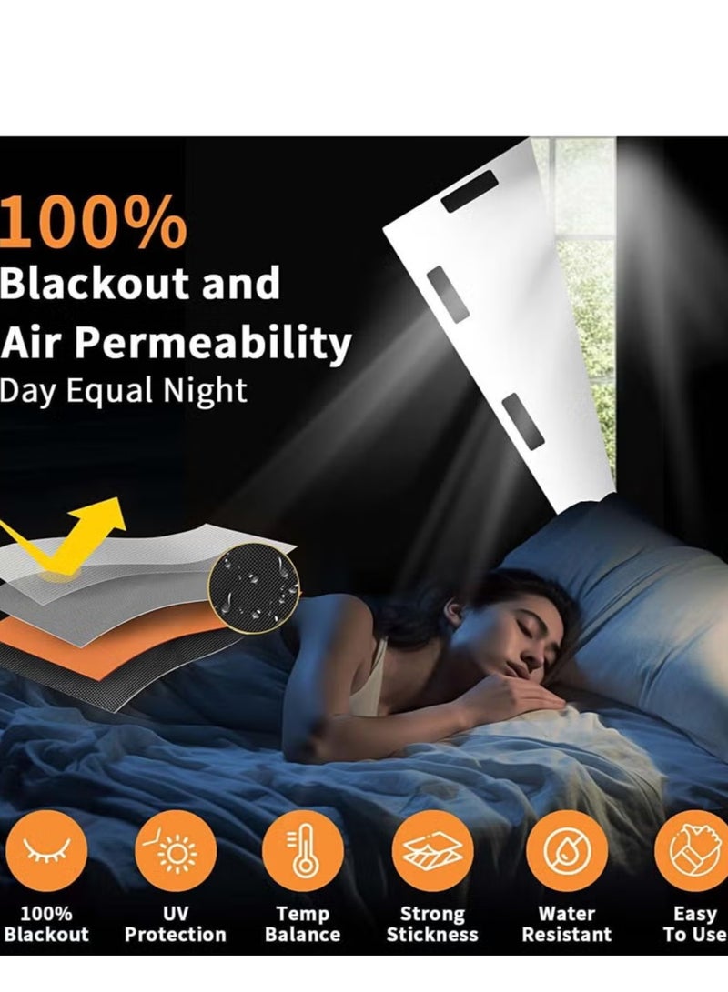 الستارة المعتمة من قماش أكسفورد 420D مقاس 200x145 سم - حجب ضوئي بنسبة 100%، قابلة للقص، ذاتية اللصق، لا تحتاج إلى تثبيت، مناسبة لغرف الأطفال/الغرف/العربات المنزلية/السفر - Image 5