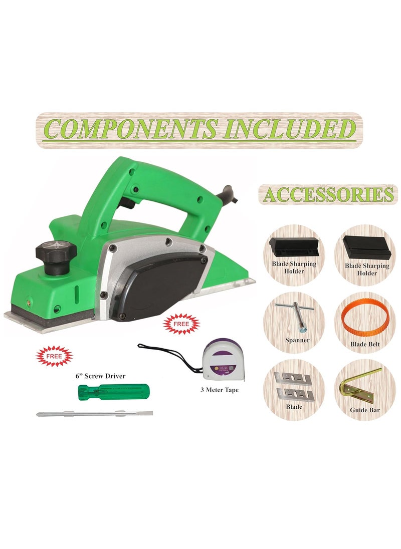 Digital Craft Digital Craft Wood Planer 1400W Machine of Carpentry HighPower MultiFunction Electric Planer Professional Woodworking Machine 82mm Electric Planer Machine6Inch 2 In 1 Screw DriverTape 3Mtr  - Image 2