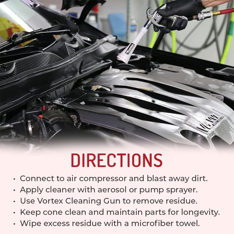 HITECH Vortex II Air Cleaning Gun – Pro Auto Detailing Tool for Deep Cleaning Interiors & Exteriors – Uses Air Compressor – Blasts Dust, Dirt & Grime Fast - Image 5