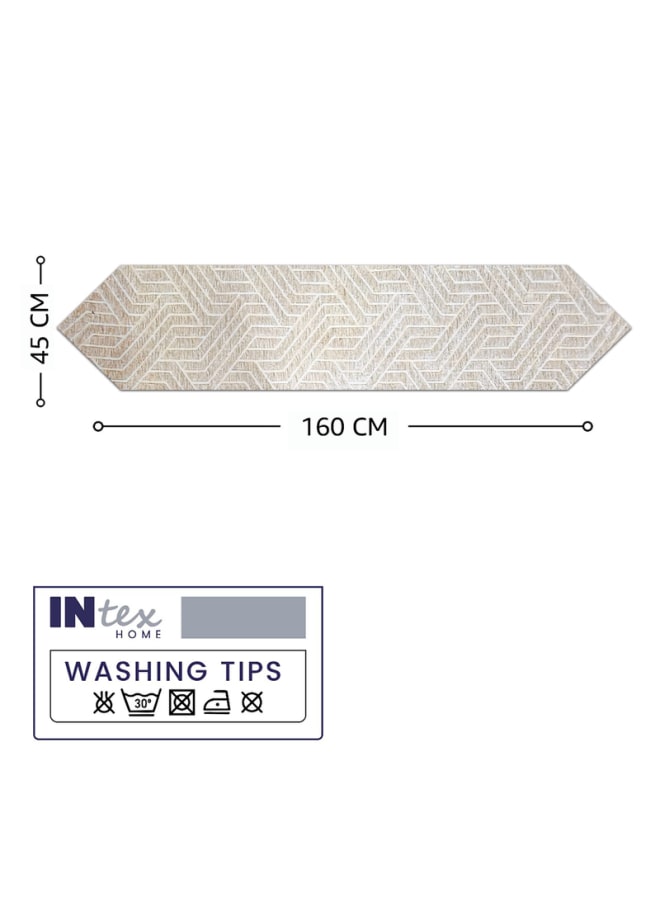 Intex Curtains House Nadia's design velvet linen rectangle Table Runner - heavy duty velvet fabric - suitable for reciption , living rooms and special ocassions - unique geometrical design  "V" shape end - set of one piece  - Image 4