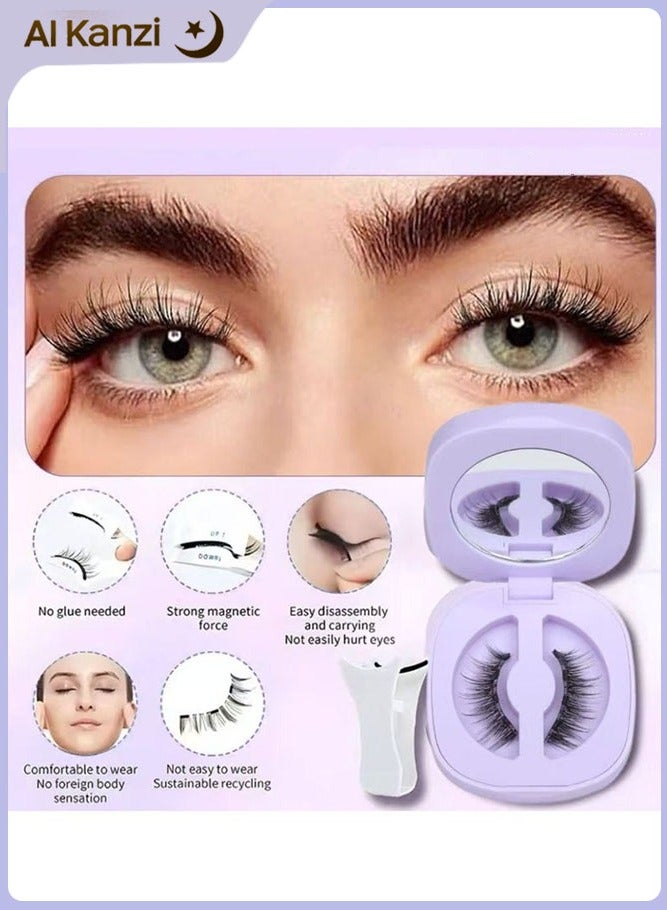 الكنز رموش مغناطيسية مع أداة تطبيق قابلة لإعادة الاستخدام، رموش مغناطيسية بدون حاجة للصمغ، رموش مغناطيسية بدون كحل، شكل عين القط الطبيعي، رموش مغناطيسية. - Image 2