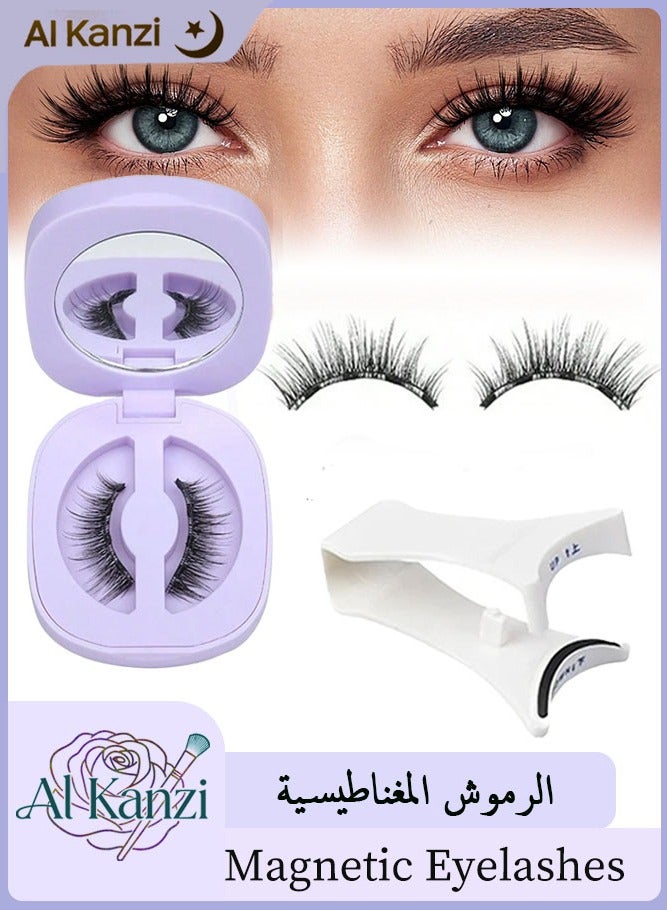 الكنز رموش مغناطيسية مع أداة تطبيق قابلة لإعادة الاستخدام، رموش مغناطيسية بدون حاجة للصمغ، رموش مغناطيسية بدون كحل، شكل عين القط الطبيعي، رموش مغناطيسية. - Image 1