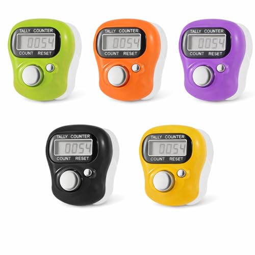 Tusmad Pack 5 Electronic Finger Counter, 5-Digit Number Count Clicker Mini LCD Digital Display Hand Tally Counter, Resettable Counters Clickers for Knitting, Crochet, Coaching, Lap, Golf - Image 1