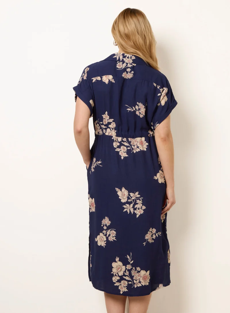 بلو فانيلا Drawstring Midi Shirt Dress