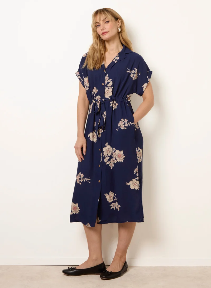 بلو فانيلا Drawstring Midi Shirt Dress