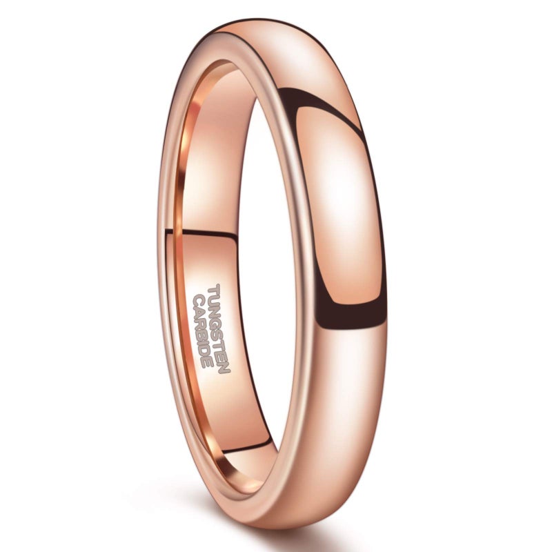 Greenpod 4mm Tungsten Rings for Women High Polished Plain Dome Rose Gold Plated Classic Wedding Band Comfort Fit Size 7 - Image 1