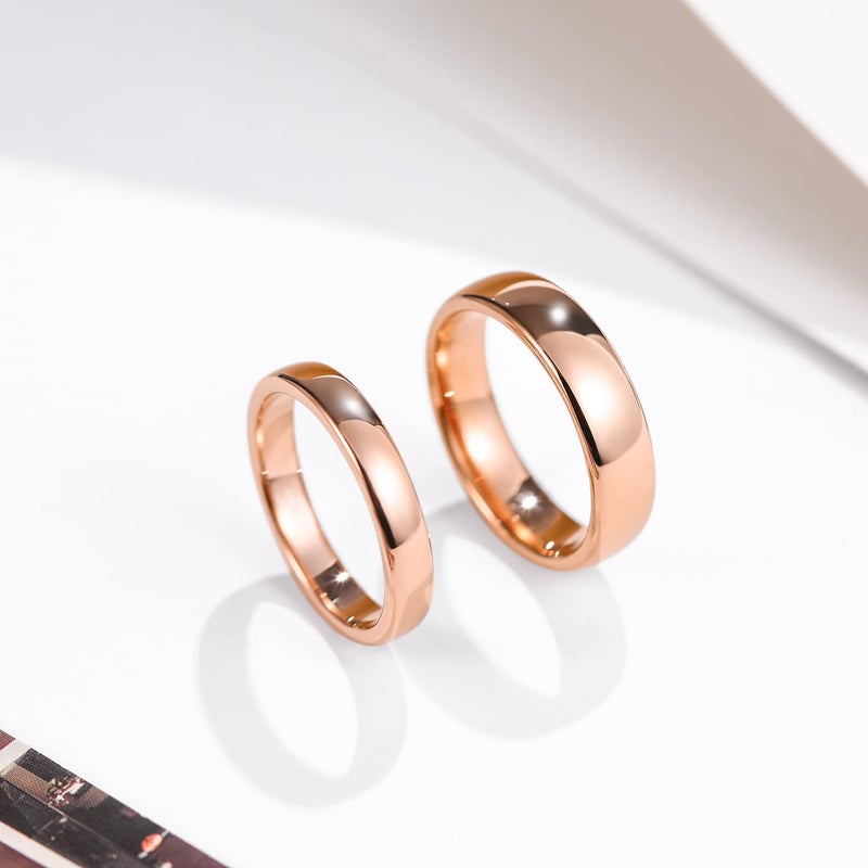 Greenpod 4mm Tungsten Rings for Women High Polished Plain Dome Rose Gold Plated Classic Wedding Band Comfort Fit Size 7 - Image 2