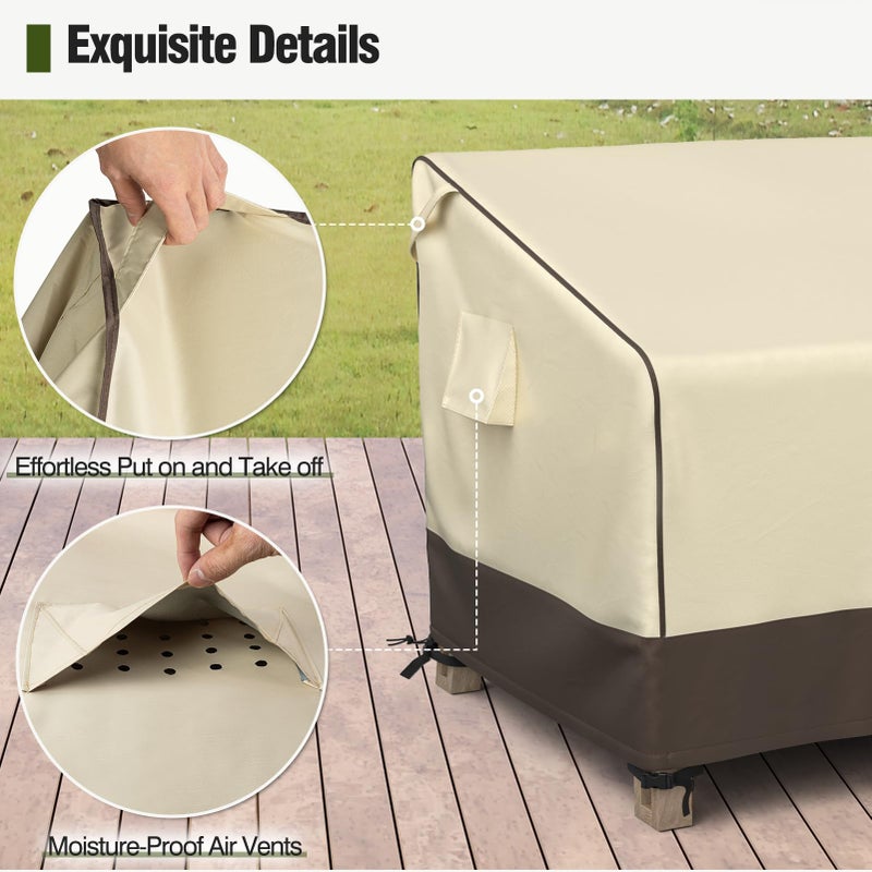 MR. COVER 3-Seater Outdoor Couch Cover Waterproof, 80 Inch Patio Furniture Covers Waterproof with All Weather Protection, Heavy Duty Outdoor Sofa Covers with Air Vent and Handles, Brown & Khaki - Image 5