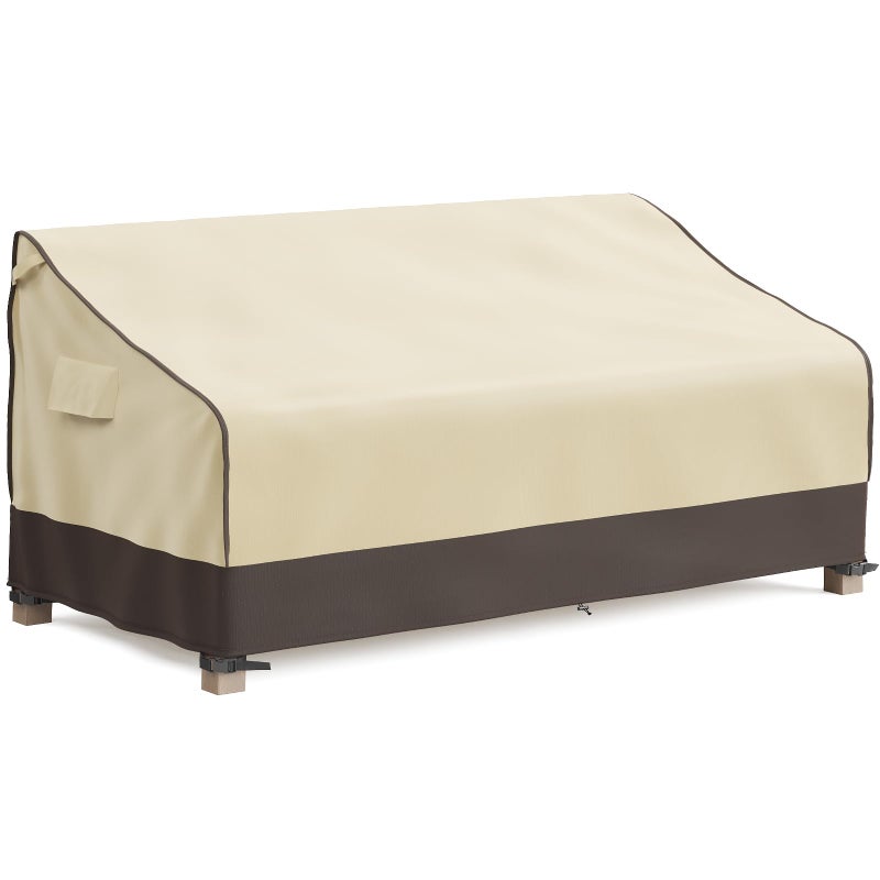 MR. COVER 3-Seater Outdoor Couch Cover Waterproof, 80 Inch Patio Furniture Covers Waterproof with All Weather Protection, Heavy Duty Outdoor Sofa Covers with Air Vent and Handles, Brown & Khaki - Image 1