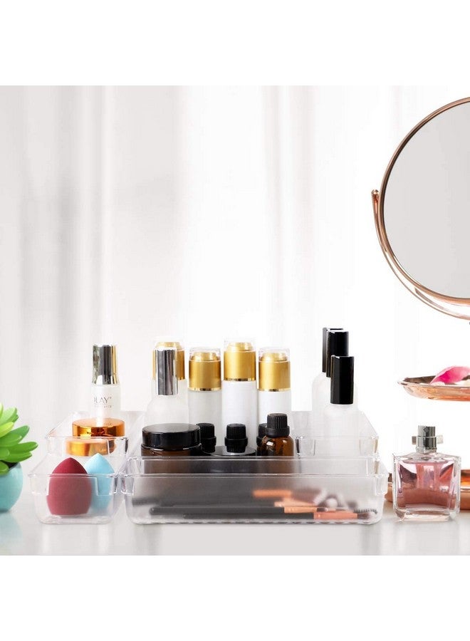 جولدن بيرد مجموعة منظم أدراج الطائر الذهبي، مقسمات أدراج المكتب، منضدة الزينة في الحمام، صواني مستحضرات التجميل، صناديق تخزين بلاستيكية متعددة الأغراض للمجوهرات وأدوات المطبخ وإكسسوارات المكتب (9 قطع) - Image 3