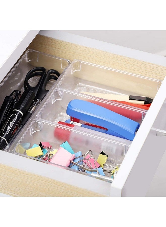 جولدن بيرد مجموعة منظم أدراج الطائر الذهبي، مقسمات أدراج المكتب، منضدة الزينة في الحمام، صواني مستحضرات التجميل، صناديق تخزين بلاستيكية متعددة الأغراض للمجوهرات وأدوات المطبخ وإكسسوارات المكتب (9 قطع) - Image 5