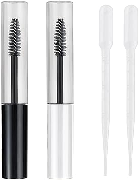 MAXQUU 4 Pcs 10ml Empty Tubes with Mascara Brushes 2 Pcs Pipette Droppers Refillable Mascara Empty Tubes Clear Sample Empty Tubes Mascara Container Bottles Convenient Wand Tubes - Image 1
