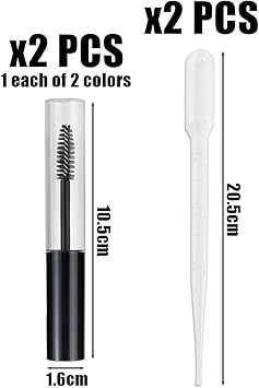 MAXQUU 4 Pcs 10ml Empty Tubes with Mascara Brushes 2 Pcs Pipette Droppers Refillable Mascara Empty Tubes Clear Sample Empty Tubes Mascara Container Bottles Convenient Wand Tubes - Image 2