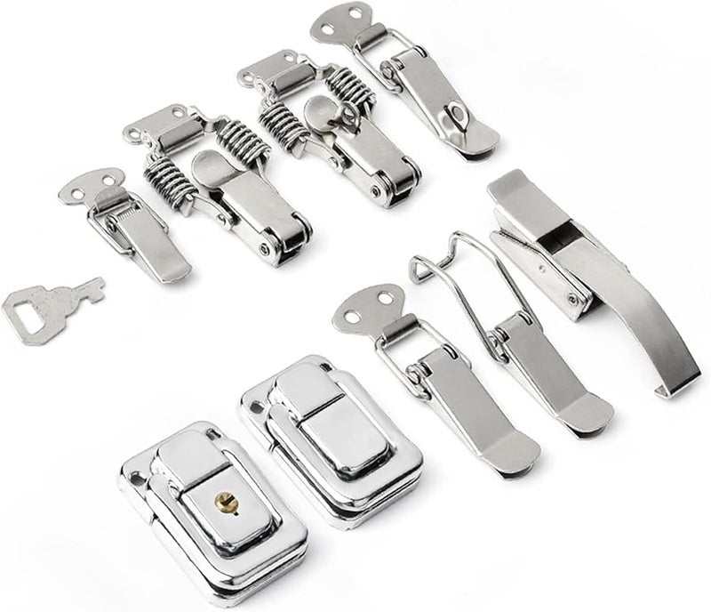 2Pcs Mild Steel Spring Loaded Latch Catch Toggle Hasp 46x21mm for Cabinet Sliding Door Window - Image 2