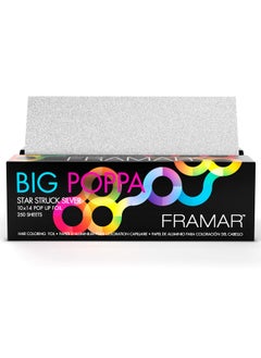 framar Framar Big Poppa Star Struck Silver Pop Up Hair Foil, Aluminum Foil Sheets, Hair Foils For Highlighting - 250 Foil Sheets - 10x14 inches  - Image 1