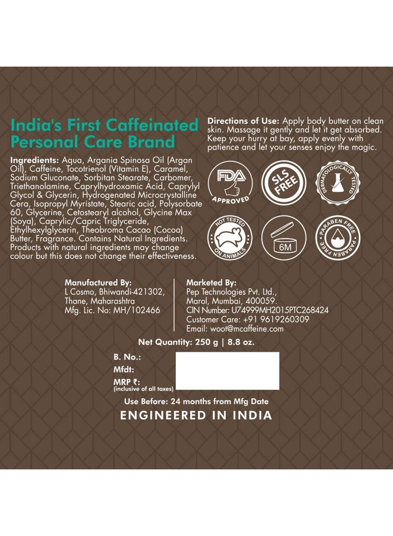 MCaffeine Body Butter For Dry Skin (250Gm) | Shea Butter Moisturizer With Cocoa Butter & Caffeine | For All Skin Types - Image 5