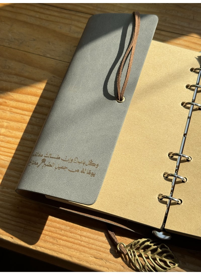 Nuqta Premium Leather Notebook – Sand Grey - Image 3