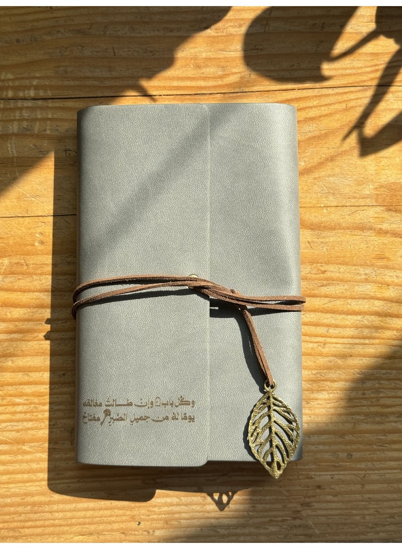 Nuqta Premium Leather Notebook – Sand Grey - Image 1