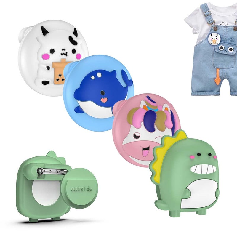 BIQIRE 4 Pack for AirTag Holder with Pin, Soft Silicone Cute Air tag Holder for Kids Hidden Airtag Case Waterproof airtag Accessories for Child, Elderly, Pets Collar, Clothes, Shoe, Backpack - Image 1