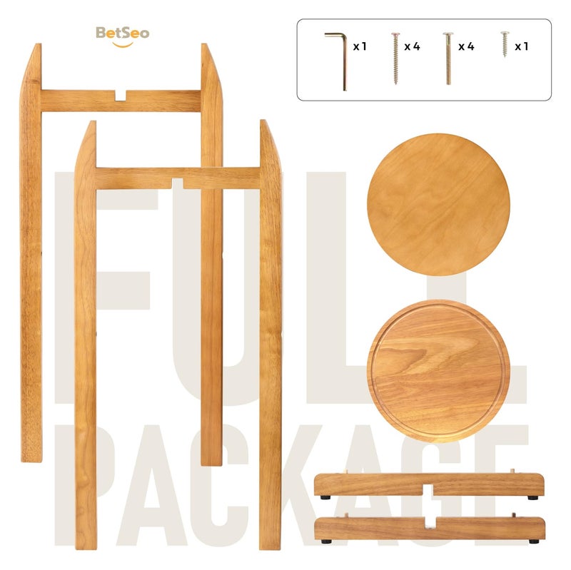 BETSEO Natural Solid Wood Water Dispenser Floor Stand (32.8" Hight-11.2" Wide) Drink Dispenser Floor Stand with 2 Round Shelfs Included for 1-5 Gallon Water Bottles/Crocks, Water Jug (Natural Wood Color) - Image 3