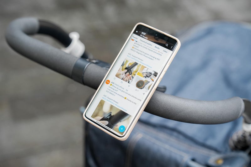 A2C Stroller Phone Holder Compatible with MagSafe - Magnetic Stroller Mount with Adjustable Strap - One-Hand Operation - Fit for Belly Bars, Hand Bars & Shopping Carts - Essential Stroller Accessory - Image 2