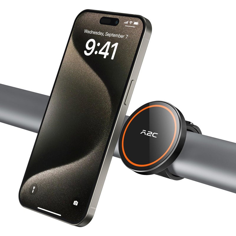 A2C Stroller Phone Holder Compatible with MagSafe - Magnetic Stroller Mount with Adjustable Strap - One-Hand Operation - Fit for Belly Bars, Hand Bars & Shopping Carts - Essential Stroller Accessory - Image 1