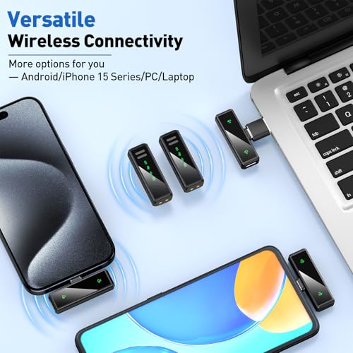 VEZQUA USB C Wireless Lavalier Microphone for Android, PC, Laptop, iPhone 15/16, USB Microphone with Noise Cancellation, Lapel Mic Wireless for Video Recording, Vlog, YouTube, TikTok - Image 5