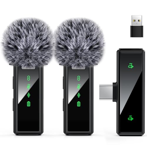 VEZQUA USB C Wireless Lavalier Microphone for Android, PC, Laptop, iPhone 15/16, USB Microphone with Noise Cancellation, Lapel Mic Wireless for Video Recording, Vlog, YouTube, TikTok - Image 1