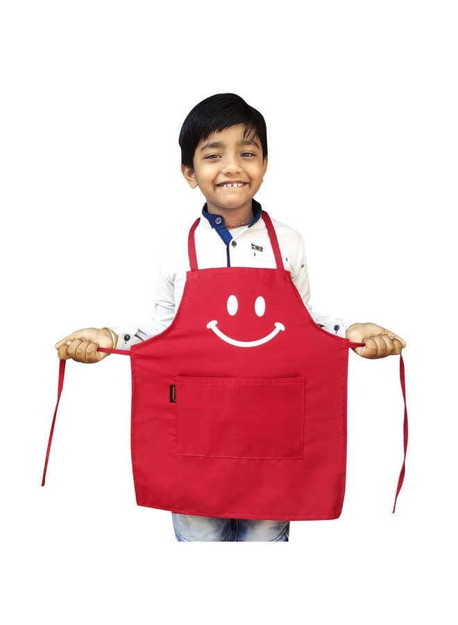 Switchon Polyester Waterproof Adjustable Kids Multi purpose Cooking Apron with a chef cap School Apron - for 3 years to 6.5 years Proudly made in india (RED) - Image 2