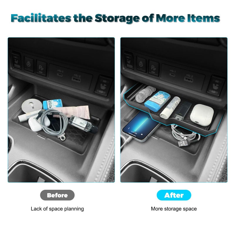 JLQP Center Console Organizer Fit for Nissan Frontier 2022-2025 2026 (S/SV/Pro-X/Pro-4X/SL) Accessories Easy Install Center Console Tray for Under Climate Controls Storage Box - Image 5