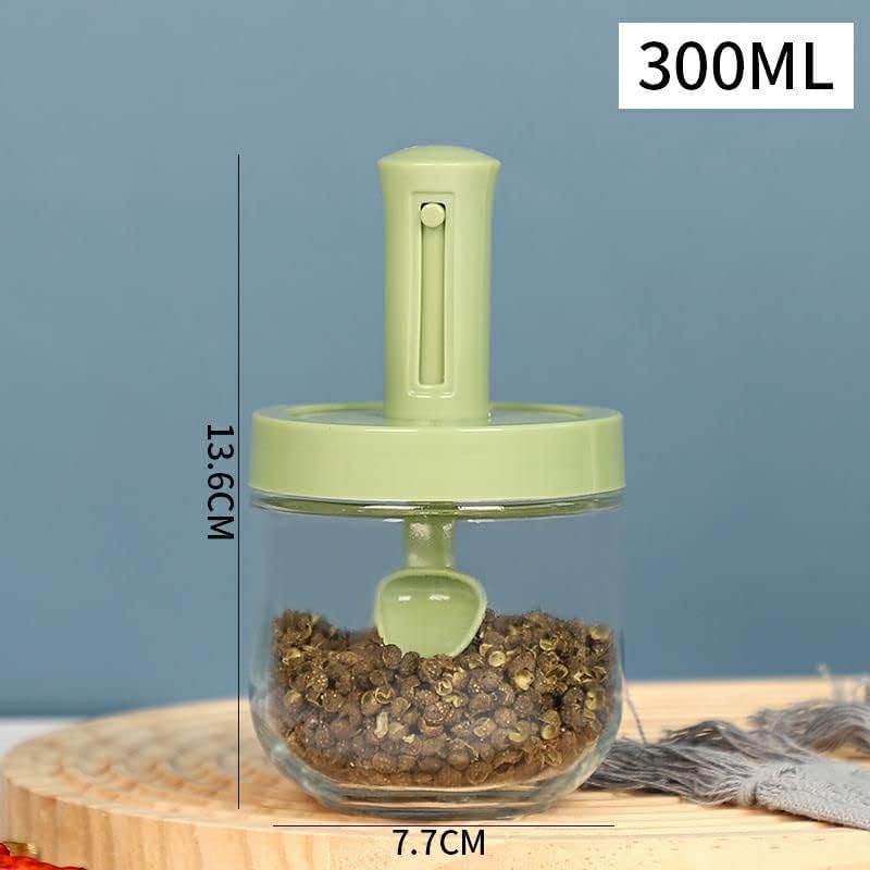 BKQPTL Spice Jars with Salt Container with Lid and Spoon 300ml Glass Seasoning Containers Sugar Dispenser for Kitchen Counter Telescopic Seasoning jar PACK OF 2 - Image 5