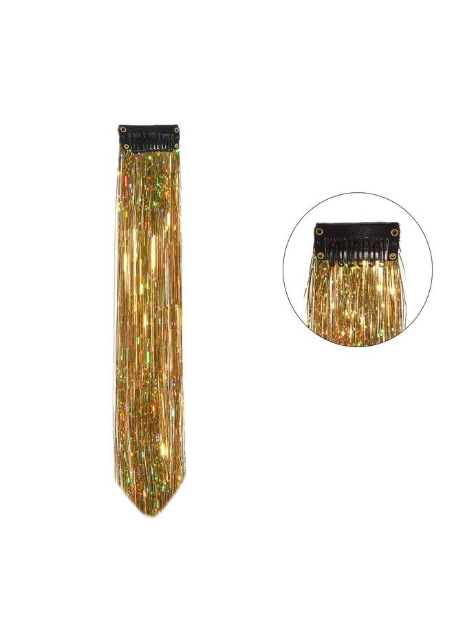 Paradise Glitter Hair Streaks Hair Extension Highlightor Women Girls And Kids (Set Of 2 Pc) (Golden) - Image 4