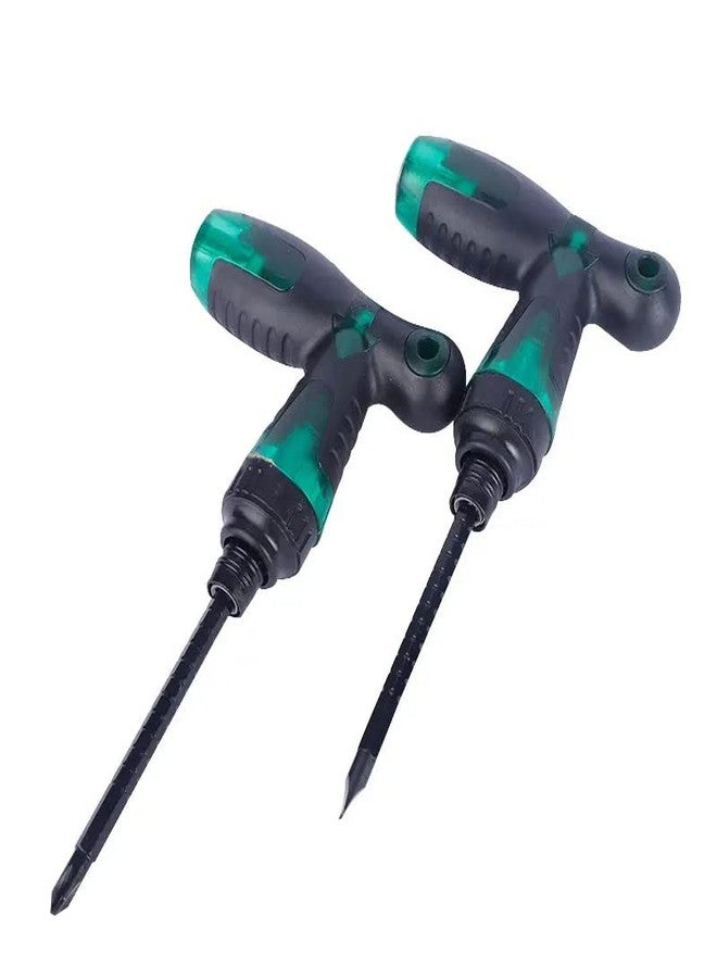Dayish 2 in 1 T-Ratchet Screwdriver | Interchangeable Phillips and Slotted Magnetic Hand Tool with T Shape | Multifunctional Non-slip Handle Home Repair Screwdriver Kit - Green - Image 5