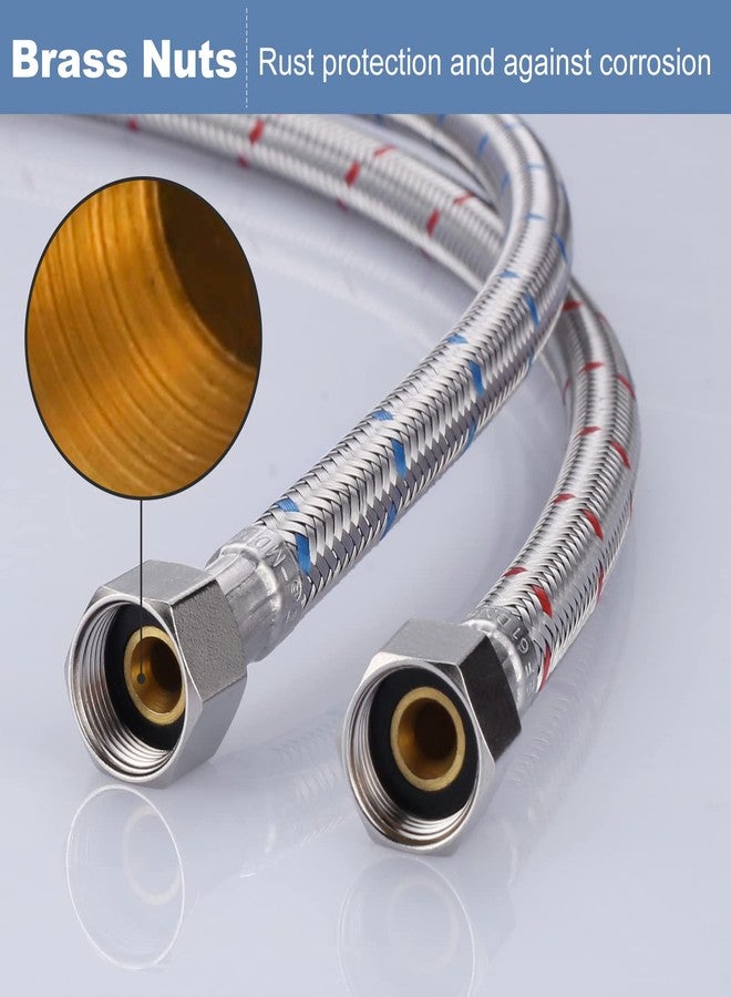 Arcora Faucet Supply Lines 3/8" to 3/8" Female Compression Thread 1 Pair, ARCORA 9“ Faucet Hose Connects Kitchen Bathroom Sink to Water Supply - Image 5