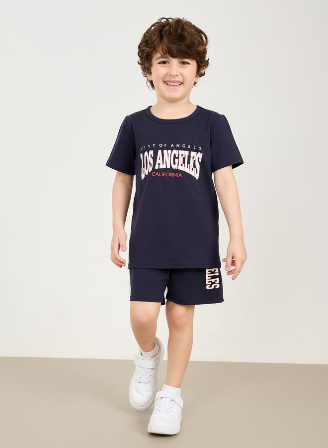 Styli Oversize Los Angeles Printed T-shirt and Short Set  - Image 1