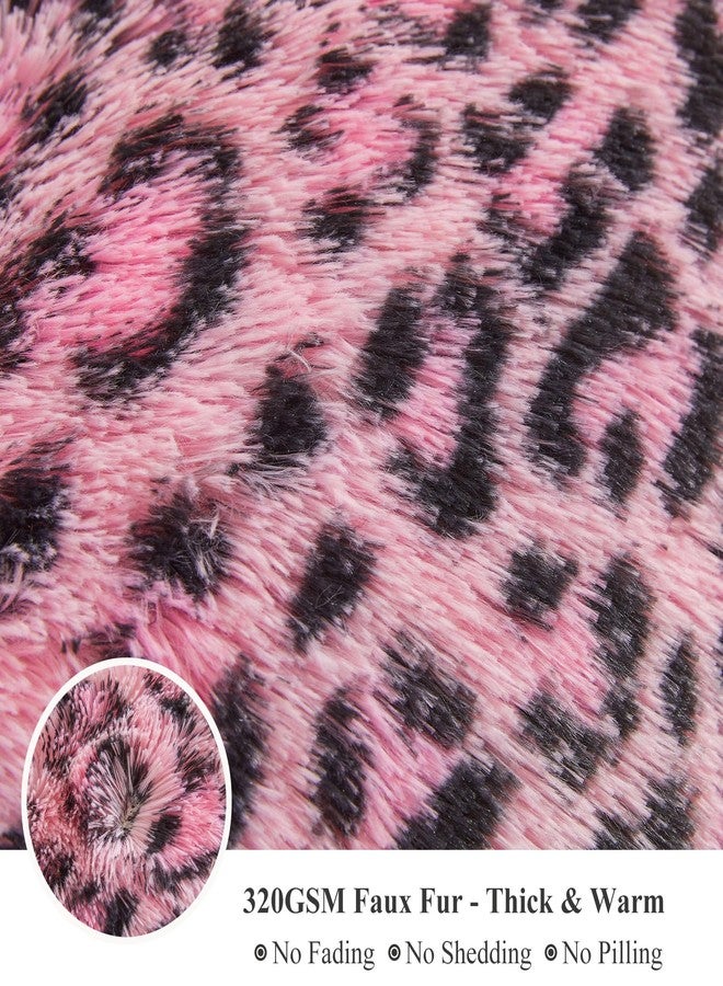 XeGe Cheetah Print Fluffy Faux Fur Duvet Cover Set, 3 Pieces Soft Plush Shaggy Fuzzy Bedding Set(1 Faux Fur Leopard Print Comforter Cover + 2 Furry Pillowcases), Zipper Closure(Queen, Black and Pink) - Image 5