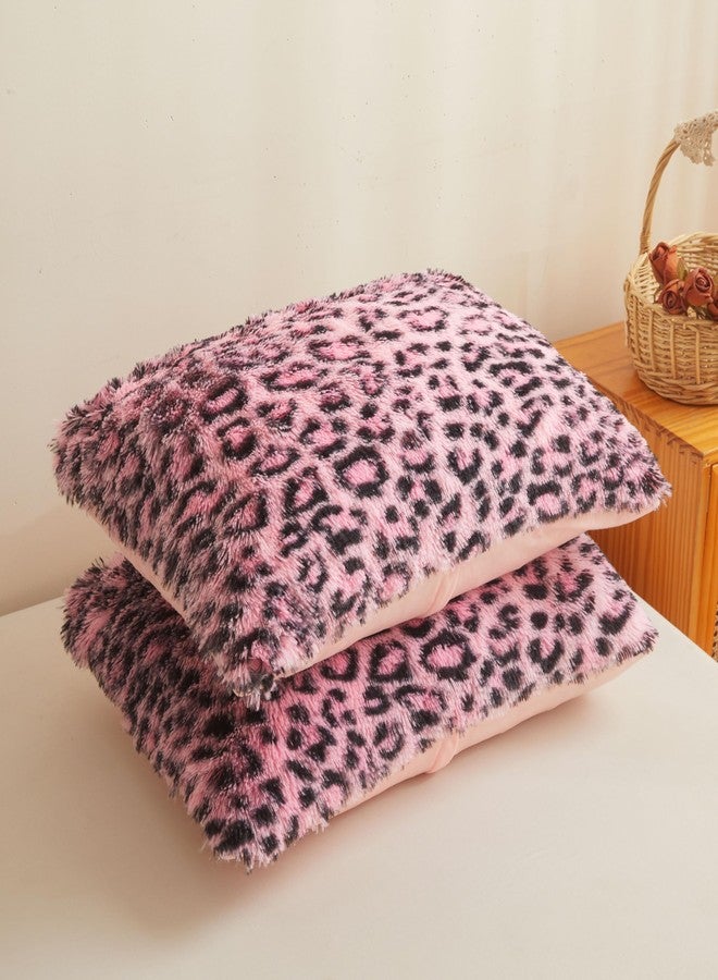 XeGe Cheetah Print Fluffy Faux Fur Duvet Cover Set, 3 Pieces Soft Plush Shaggy Fuzzy Bedding Set(1 Faux Fur Leopard Print Comforter Cover + 2 Furry Pillowcases), Zipper Closure(Queen, Black and Pink) - Image 4