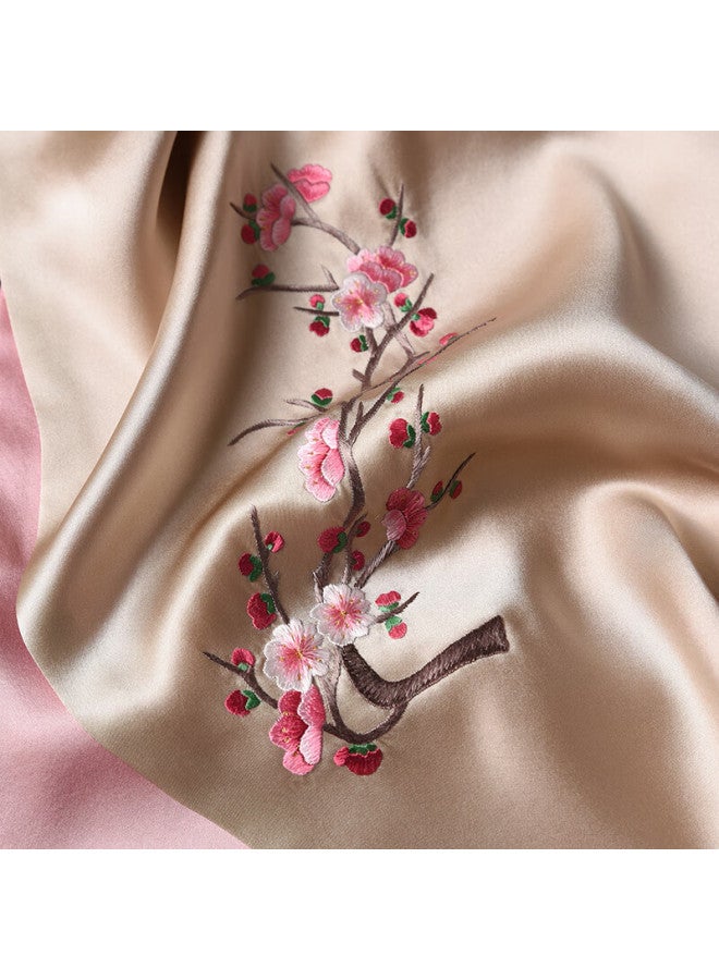 Hang Silk House وشاح حرير تطريز سوزهو من هانغسيفو، شال، لف، هدية للنساء، هدية عيد ميلاد للأم، هدية لكبار السن، بنفسجي داكن وردي - Image 3