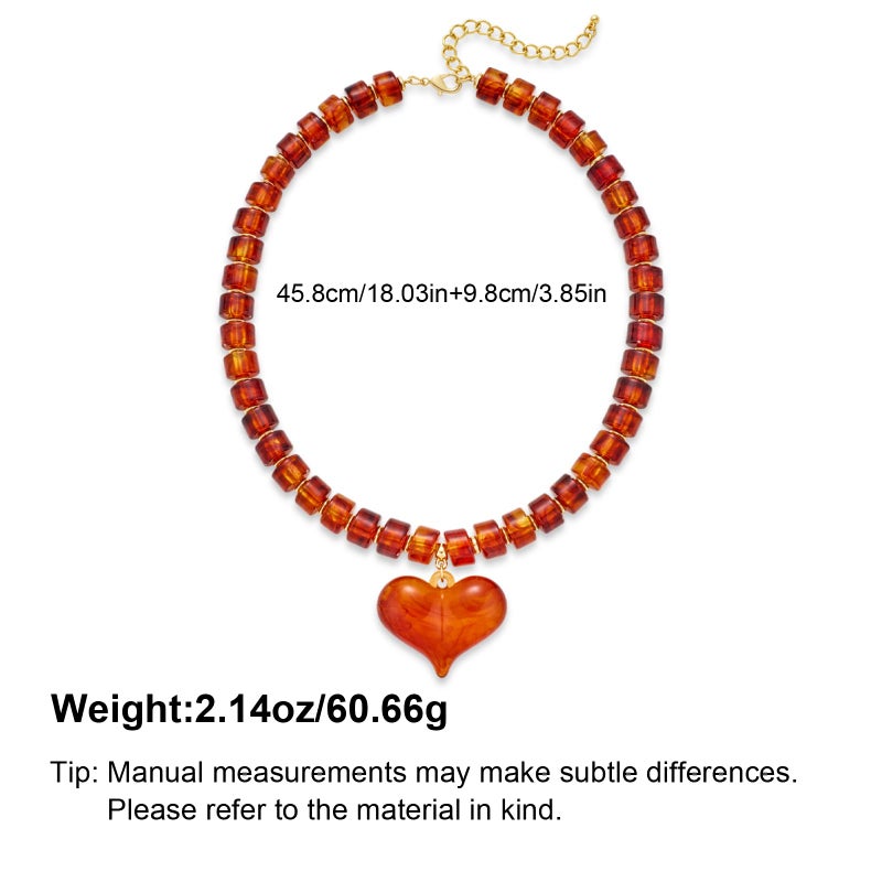 YUJIE Chunky Heart Necklace for Women- Boho Colorful Acrylic Resin Beaded Pendant Necklace with Gold Spacers, Trendy Y2K Statement Choker for Summer Beach Vacation - Image 5