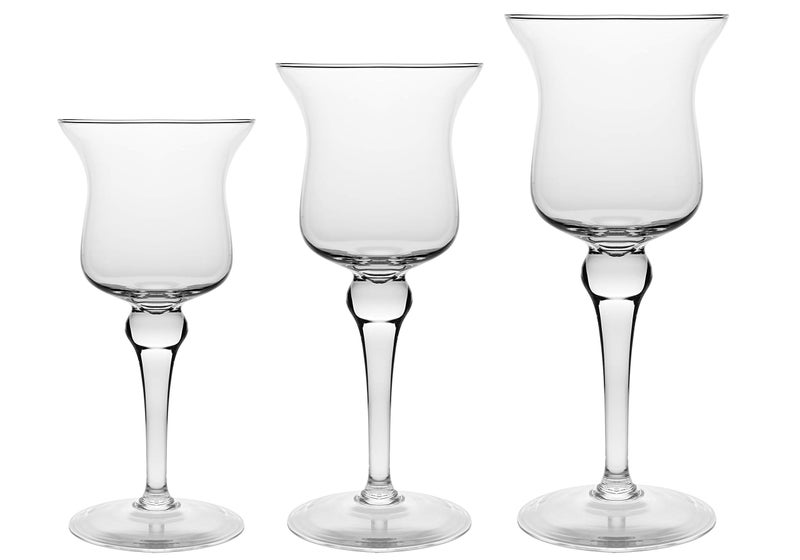 Barski European Quality Hand Blown Glass Beautiful Set of 3 Pillar Candle Holders 115 H 1325 H 155 H Made in Europe