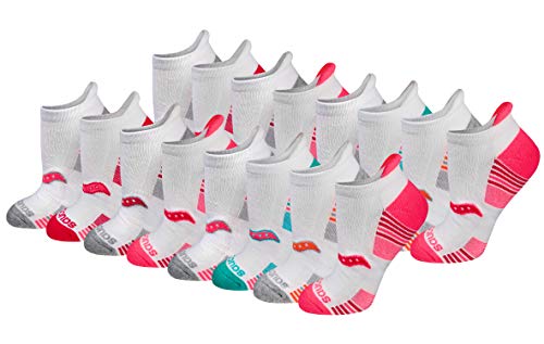 Saucony Women's RunDry Performance 8, 16 Pairs Heel Tab Athletic Socks, S-L, White Assorted (16 Pairs), Medium - Image 1